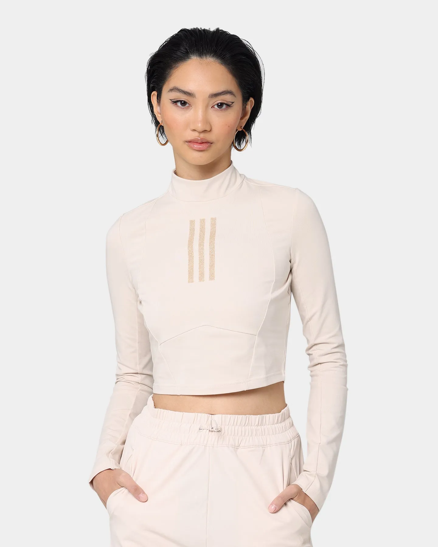 Adidas Women's Swarovski Long Sleeve T-Shirt Halo Ivory