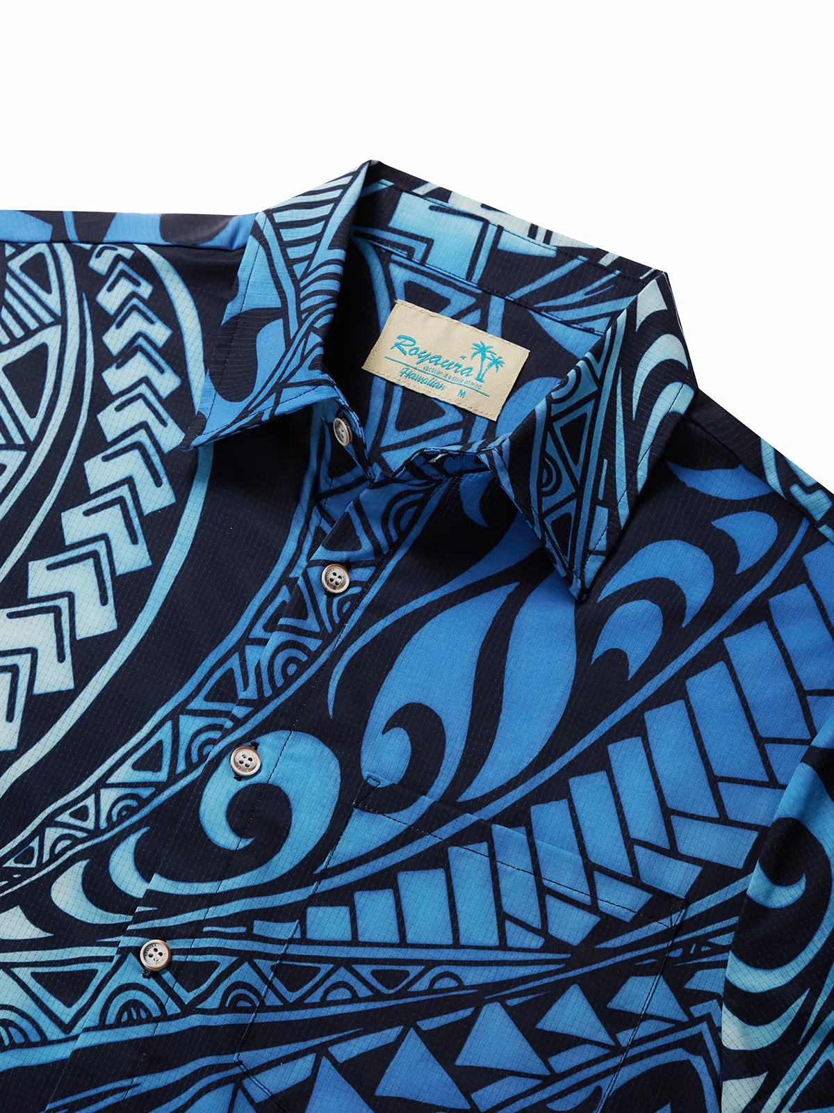Alohadaddy Beach Holiday Casual Men's Hawaiian Cool Ice Shirts Tapa Geometric Art Sweat-wicking Aloha Pocket Camp Shirts
