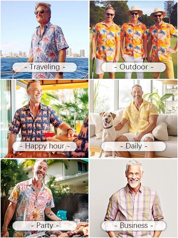 Alohadaddy Beach Holiday Casual Men's Hawaiian Cool Ice Shirts Tapa Geometric Art Sweat-wicking Aloha Pocket Camp Shirts