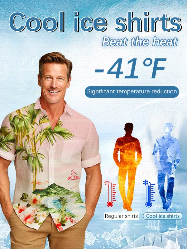 Alohadaddy Beach Holiday Casual Men's Hawaiian Cool Ice Shirts Tapa Geometric Art Sweat-wicking Aloha Pocket Camp Shirts