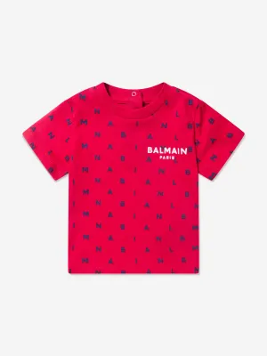 Balmain Baby Boys Logo T-Shirt in Red