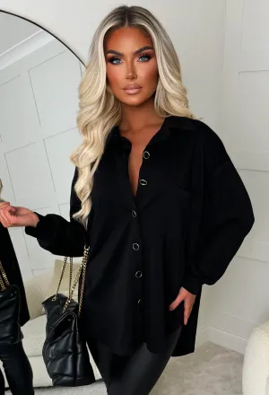 Be Our Babe Black Gold Button Shirt