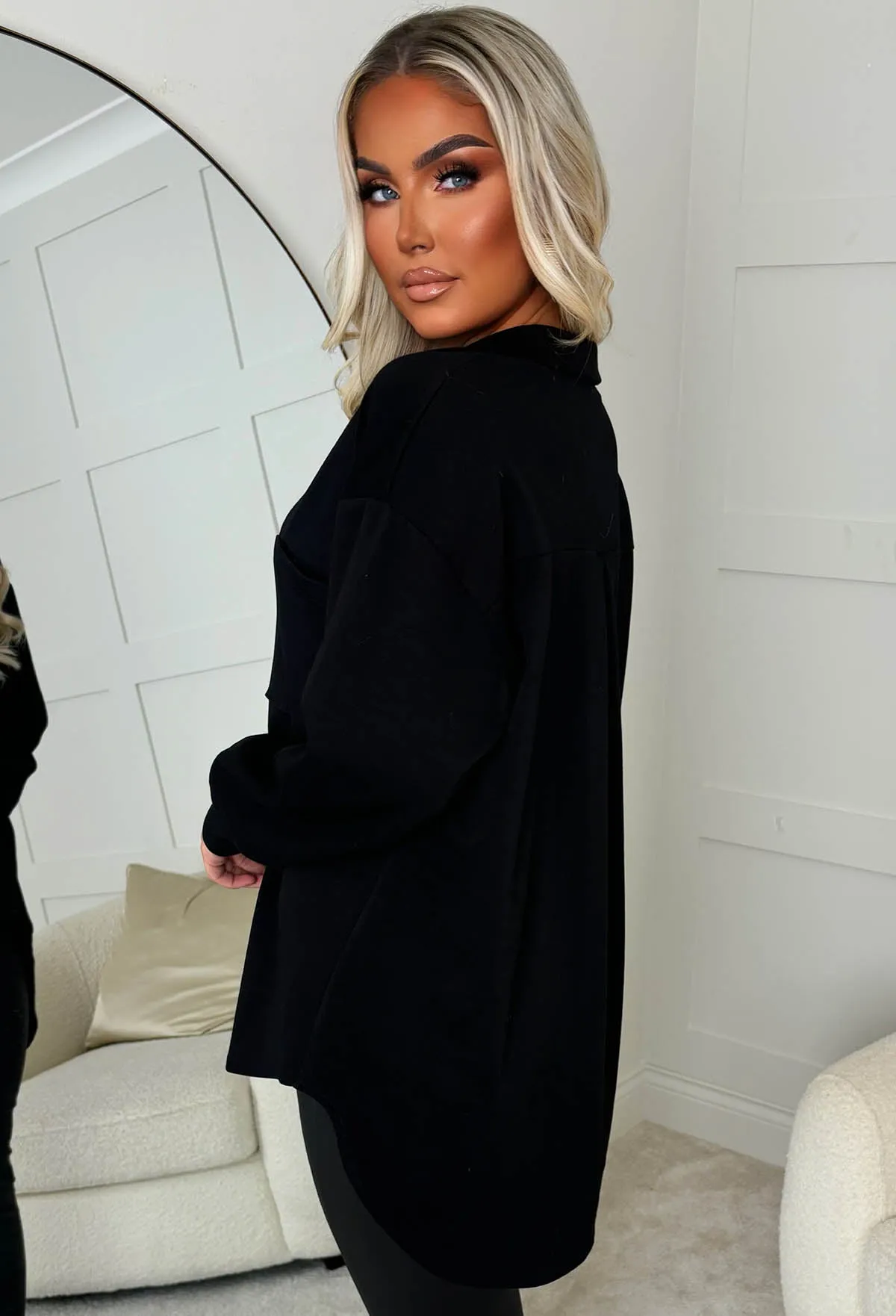 Be Our Babe Black Gold Button Shirt