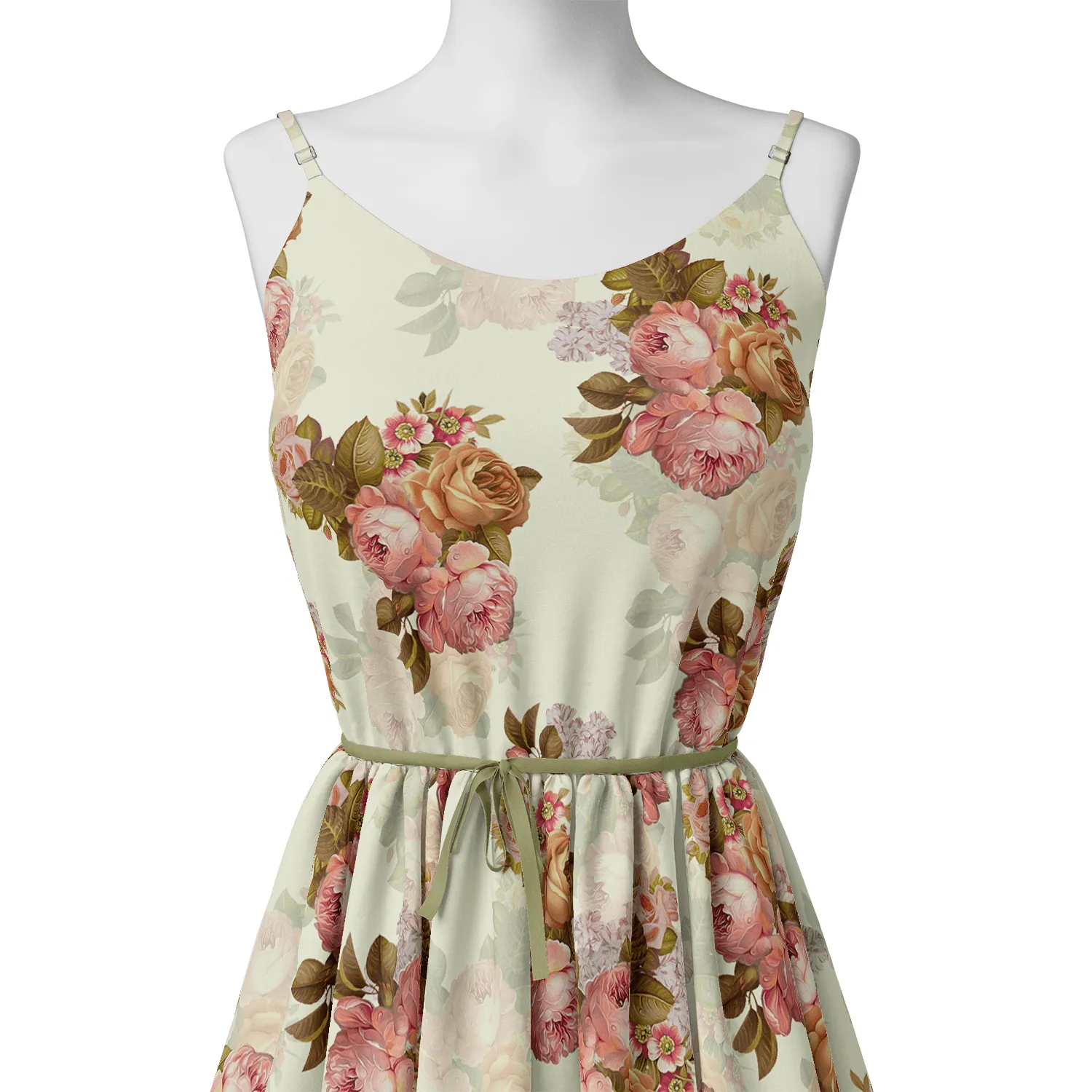 Beautiful Floral Golden Roses With Shiny Digital Printed Fabric - Silk Crepe