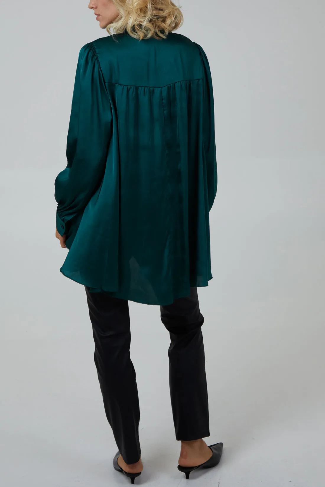 Becca Tie Neck Blouse Green