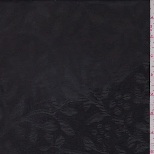 Black Floral Embossed Chiffon Fabric