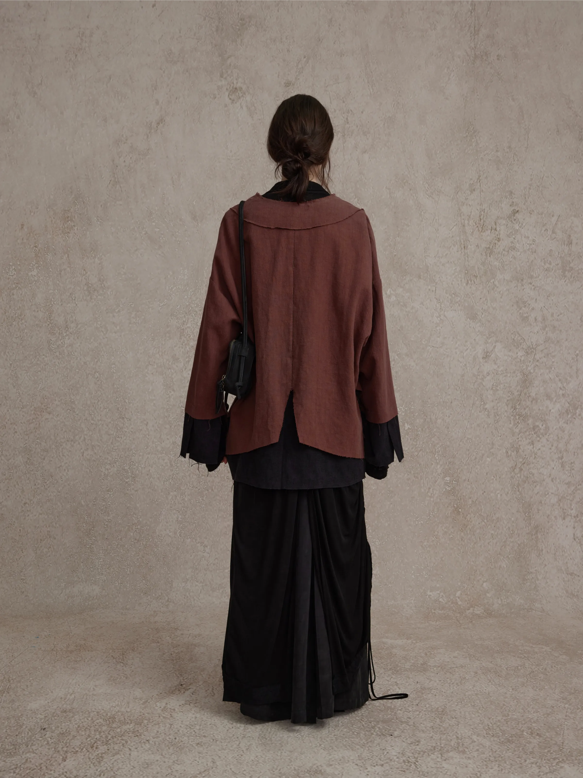 Black Side Ruched Patchwork Cardigan