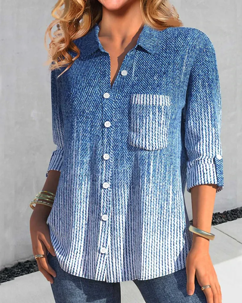 Breasted Blouses with pocket