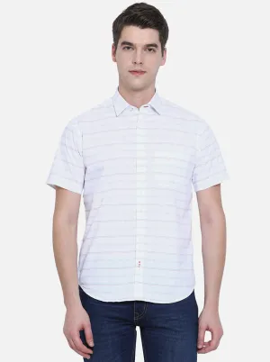 Bright White Checked Slim Fit Casual Shirt | Greenfibre
