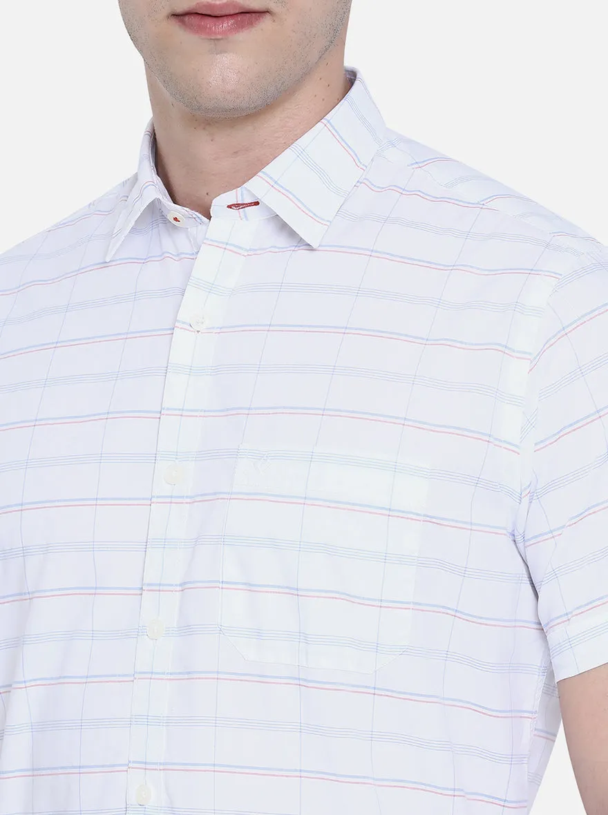 Bright White Checked Slim Fit Casual Shirt | Greenfibre