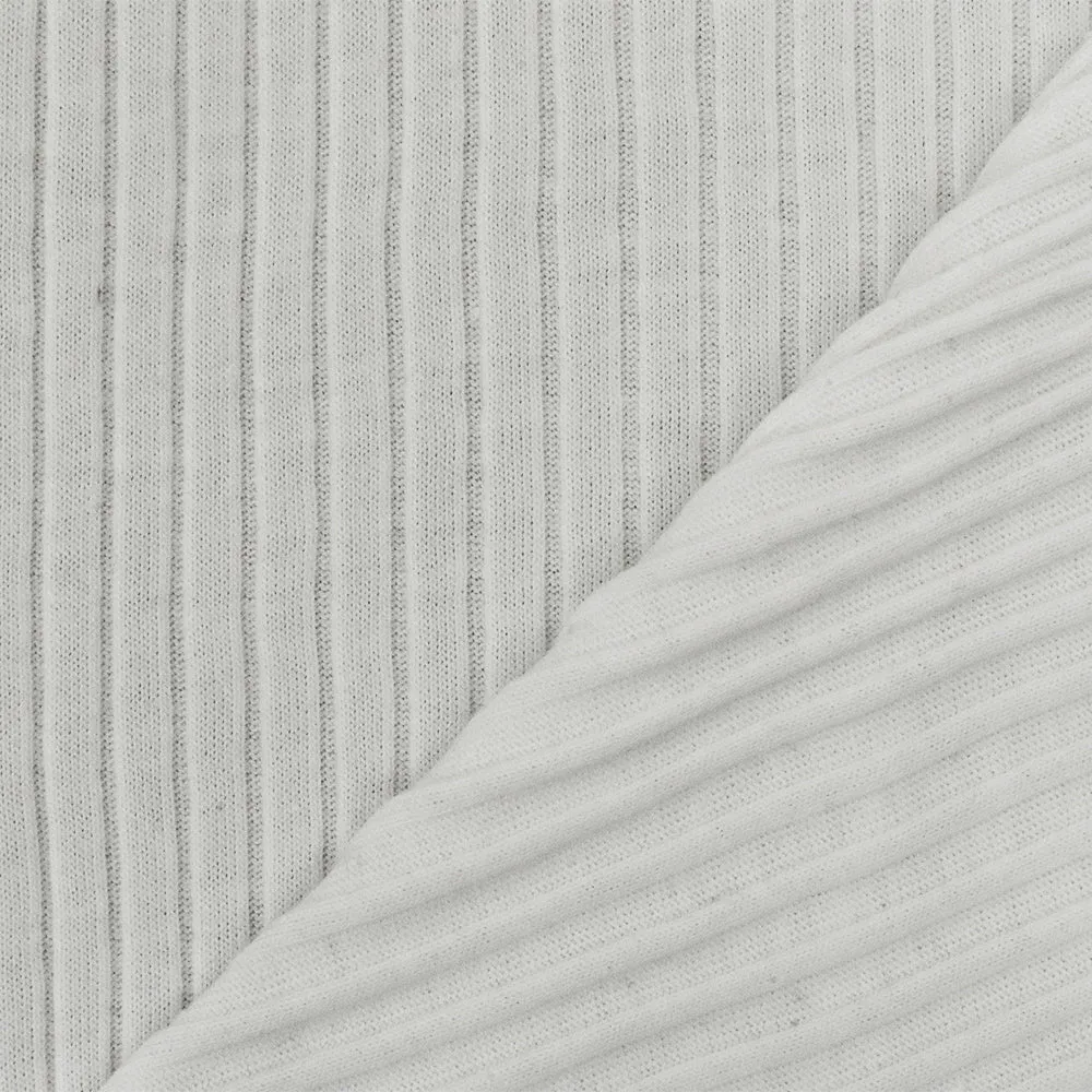 Bright White Solid Stretch Rib Knit Fabric