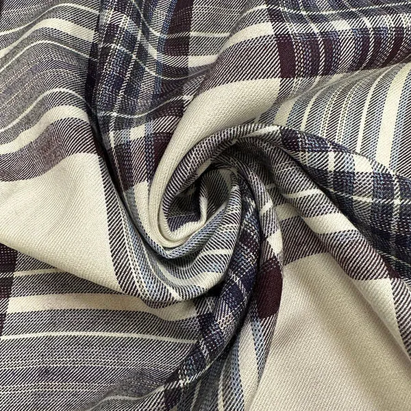 Brown Multi Woven Plaid Rayon Shirting Fabric