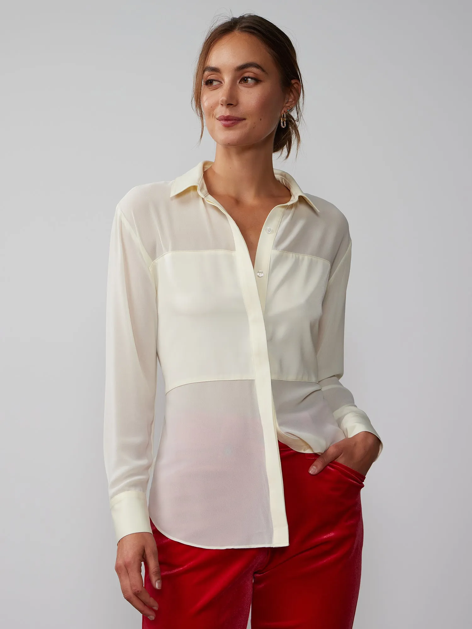 Button Front Chiffon Shirt