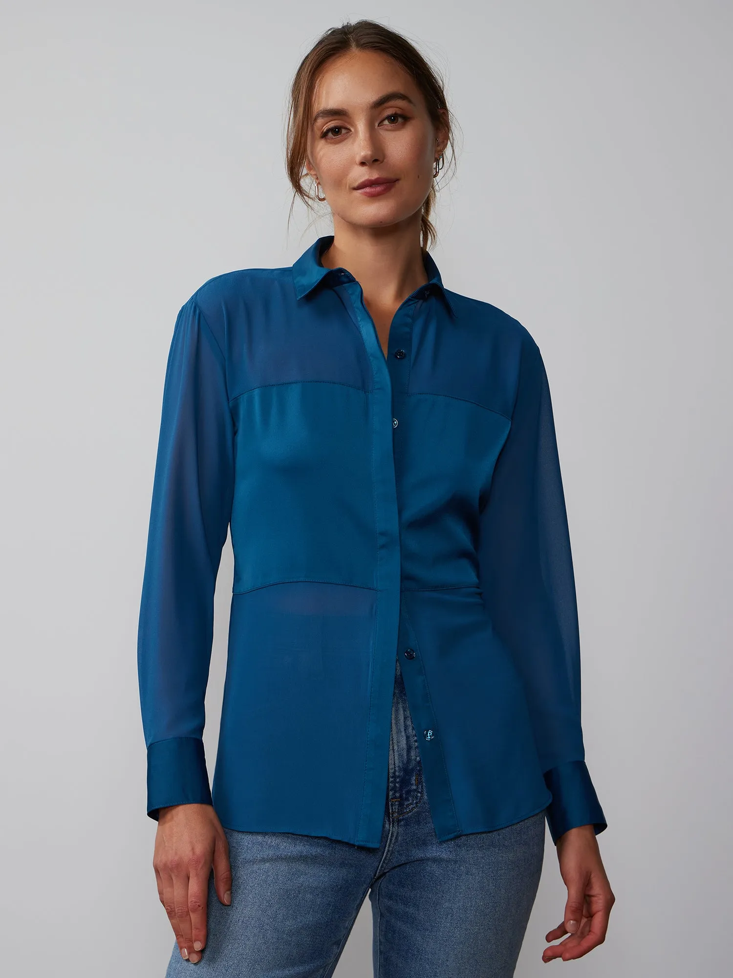 Button Front Chiffon Shirt