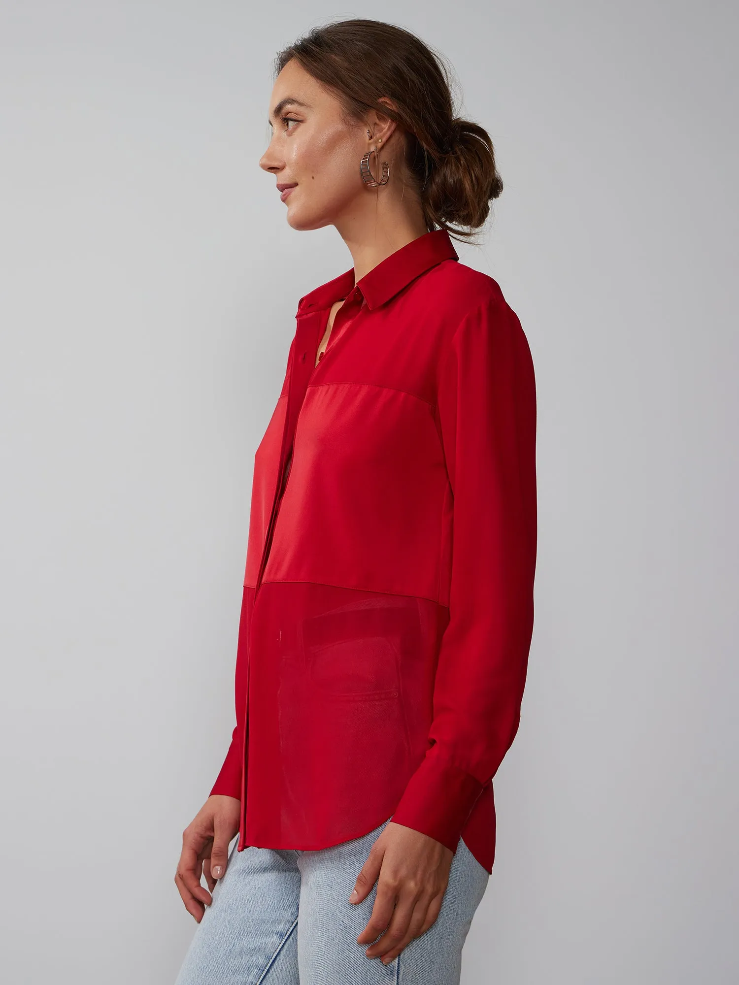 Button Front Chiffon Shirt