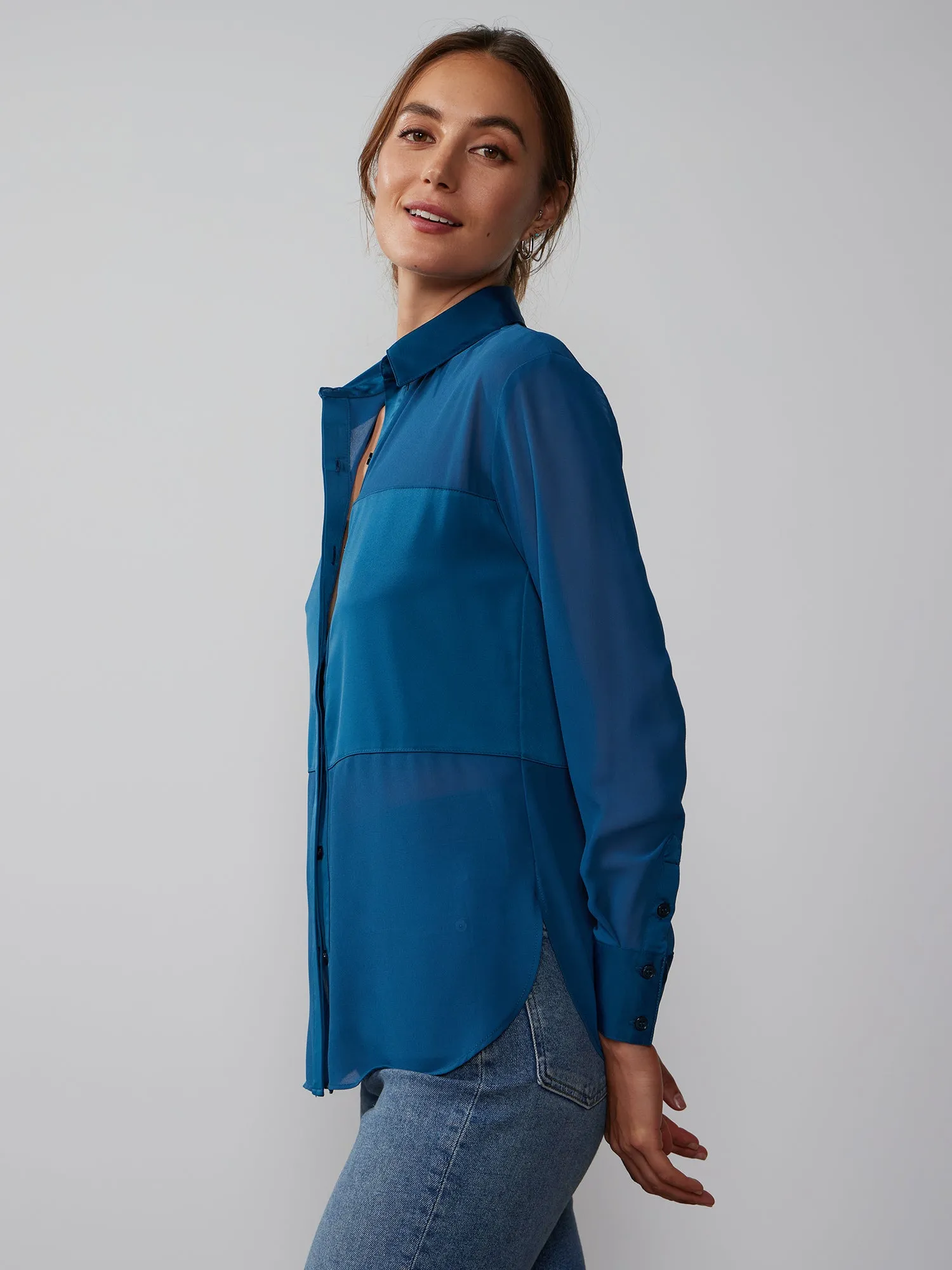 Button Front Chiffon Shirt