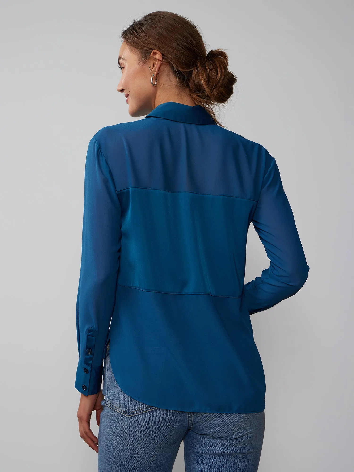 Button Front Chiffon Shirt
