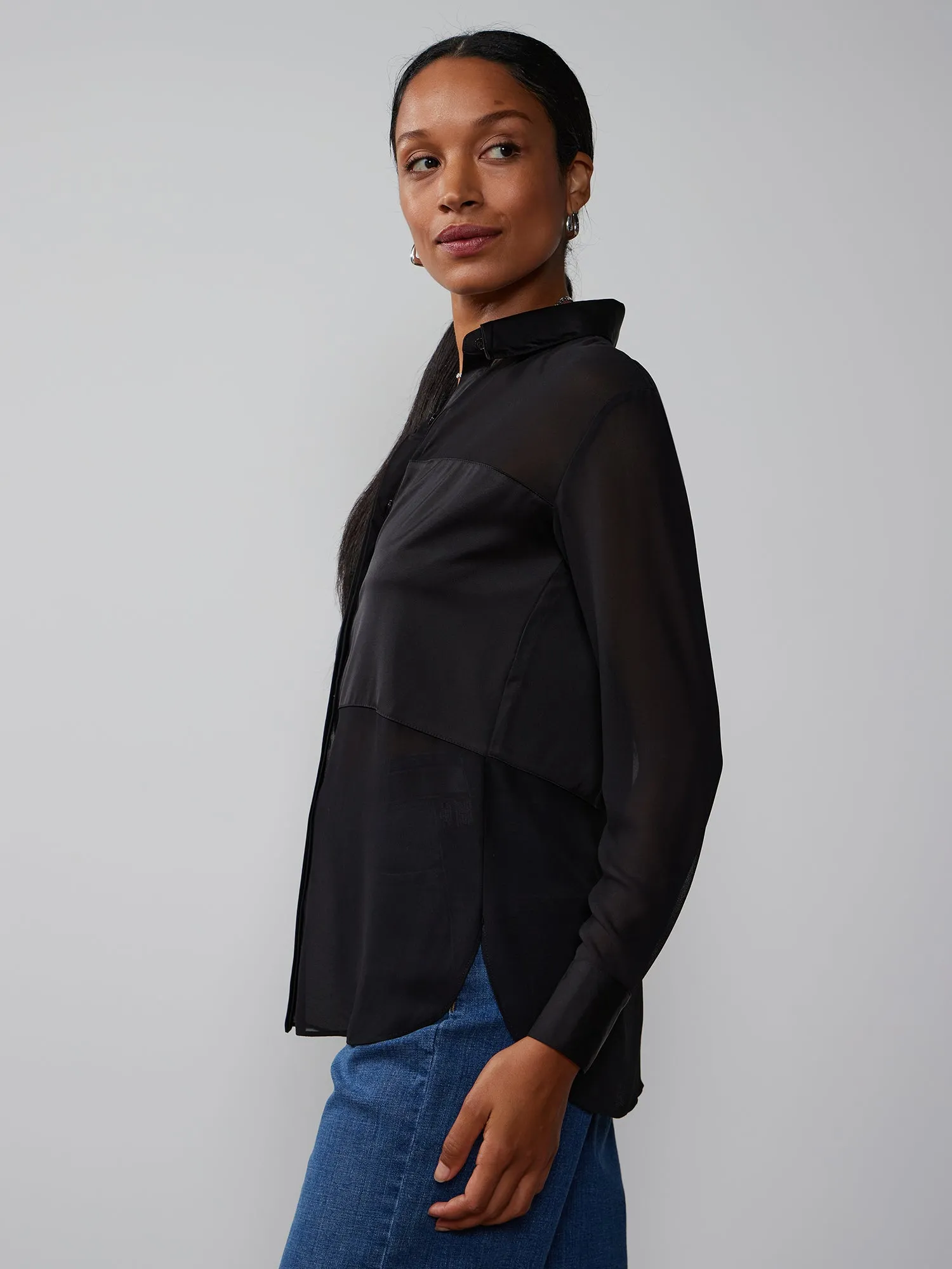 Button Front Chiffon Shirt