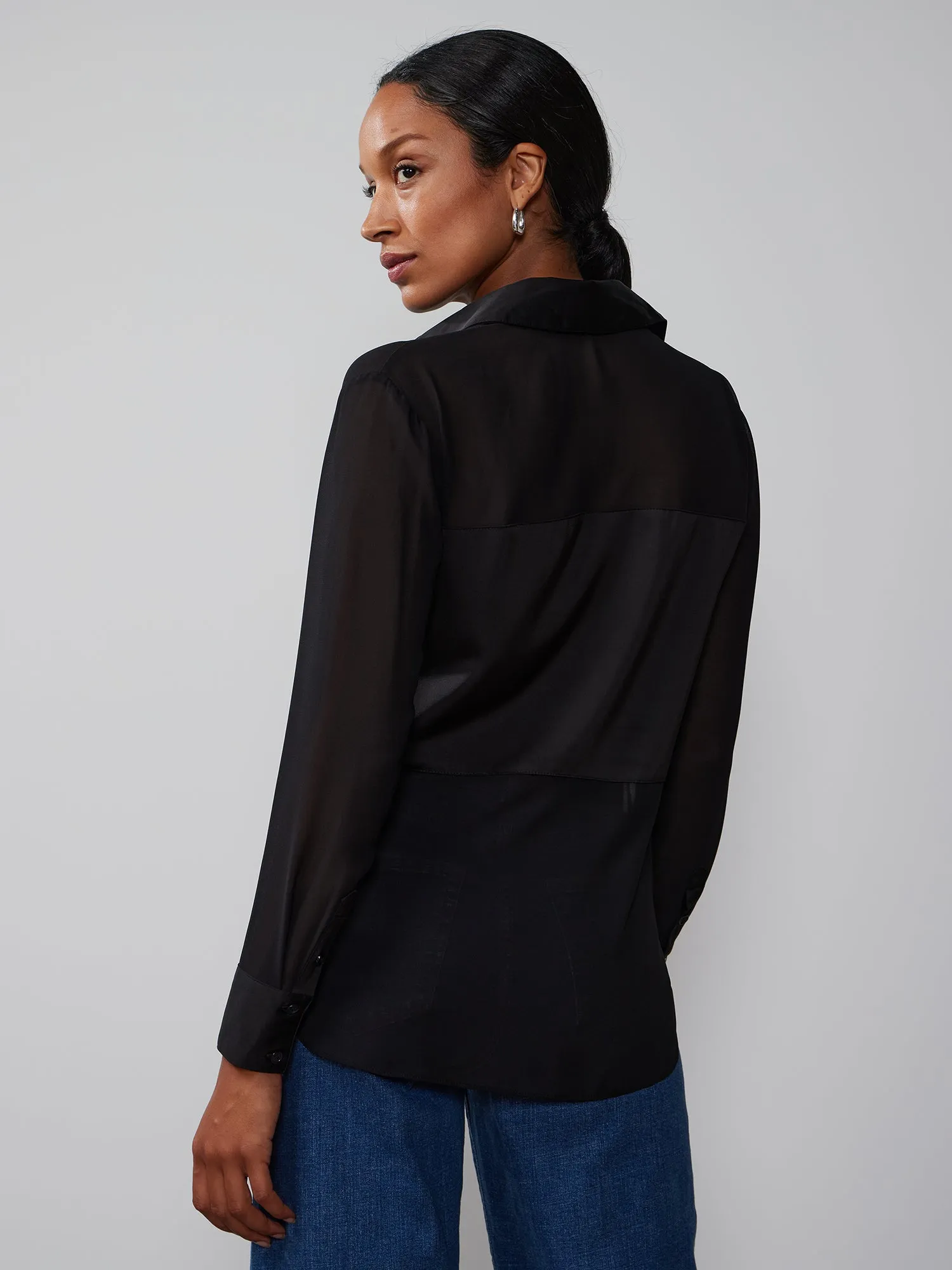Button Front Chiffon Shirt