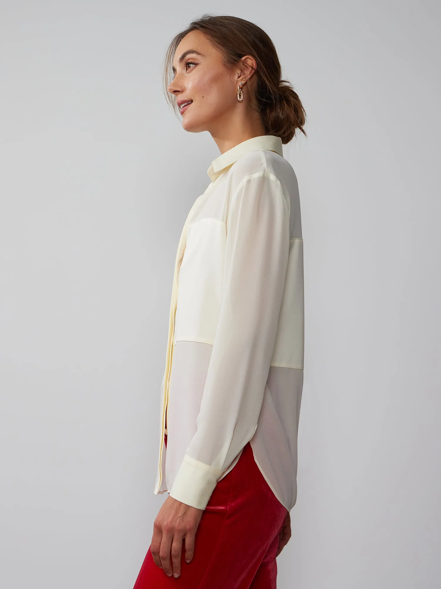 Button Front Chiffon Shirt