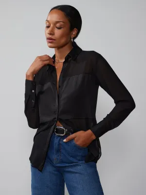 Button Front Chiffon Shirt