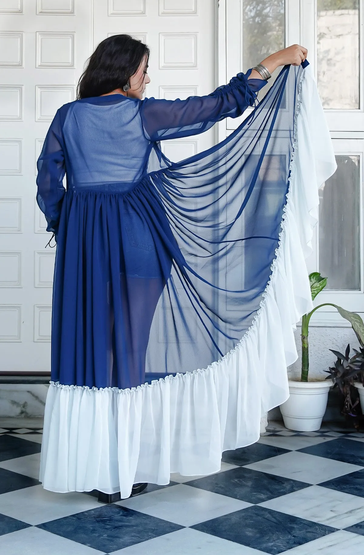 Cobalt Dreams Ankle-Length Shrug