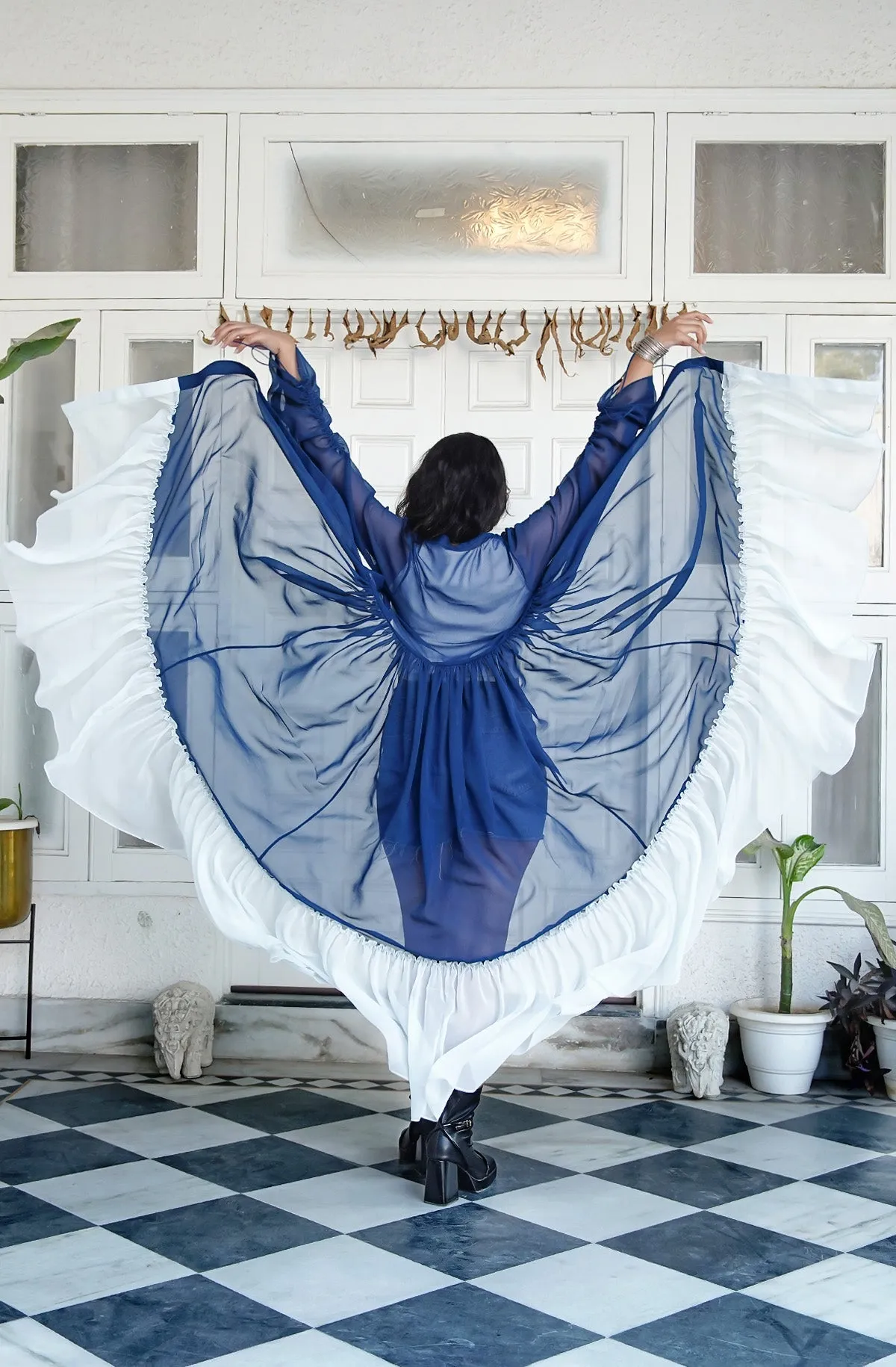 Cobalt Dreams Ankle-Length Shrug