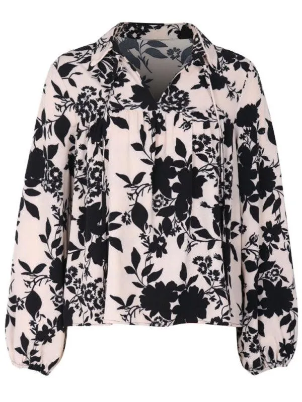 Colorful Lace-Up V-Neck Blouse - A Wardrobe Essential for Women