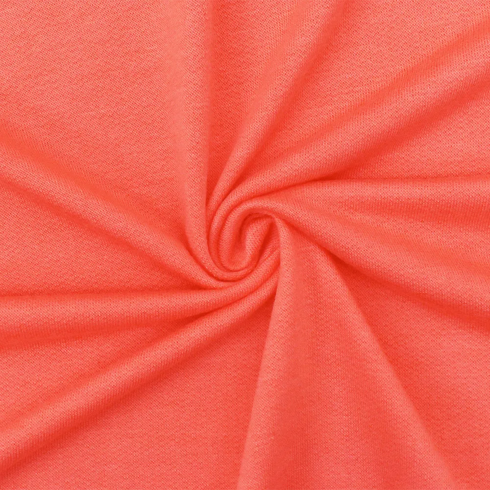 Coral Orange Solid Stretch Cotton Baby French Terry Knit Fabric