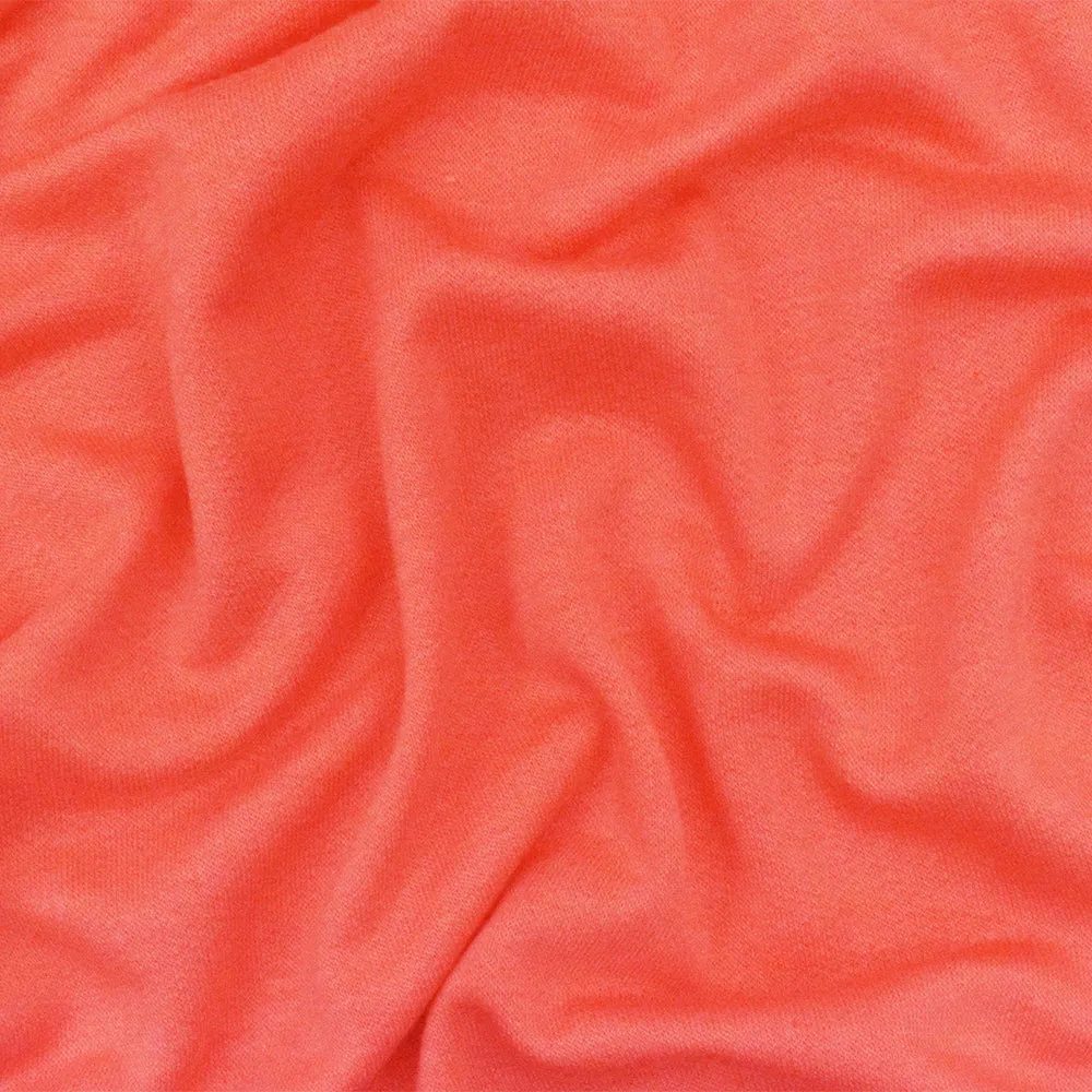 Coral Orange Solid Stretch Cotton Baby French Terry Knit Fabric