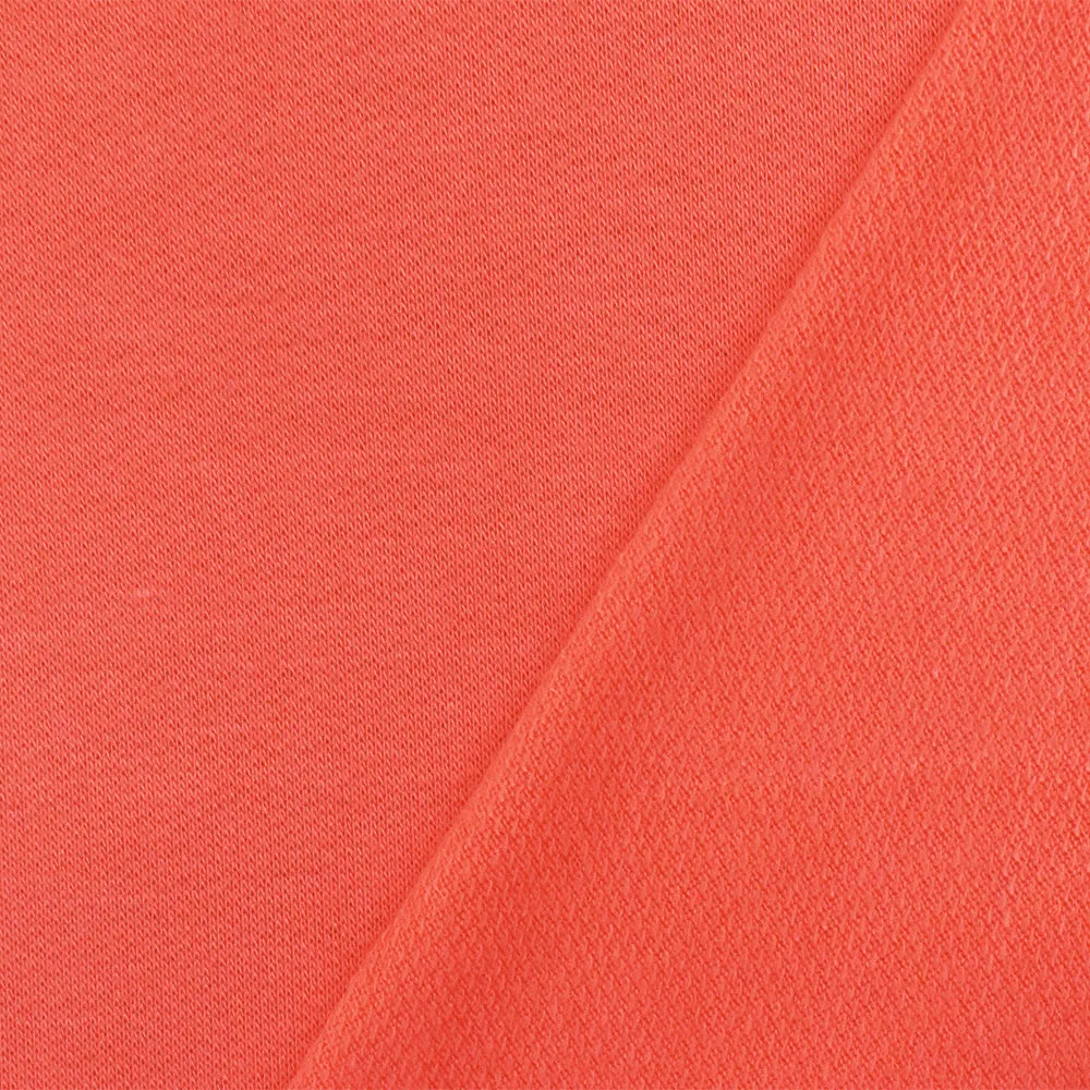 Coral Orange Solid Stretch Cotton Baby French Terry Knit Fabric