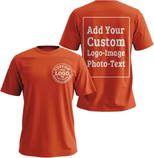 Custom T Shirts Bulk for Men Women Made in USA Personalized T Shirts with Logo,Text,Photo Cotton Tee Front/Back