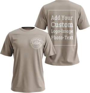 Custom T Shirts Bulk for Men Women Made in USA Personalized T Shirts with Logo,Text,Photo Cotton Tee Front/Back