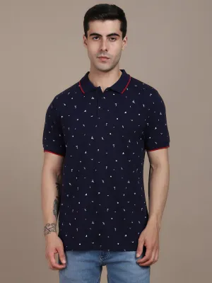 Dennis Lingo Conversational Printed Polo Collar Cotton T-shirt