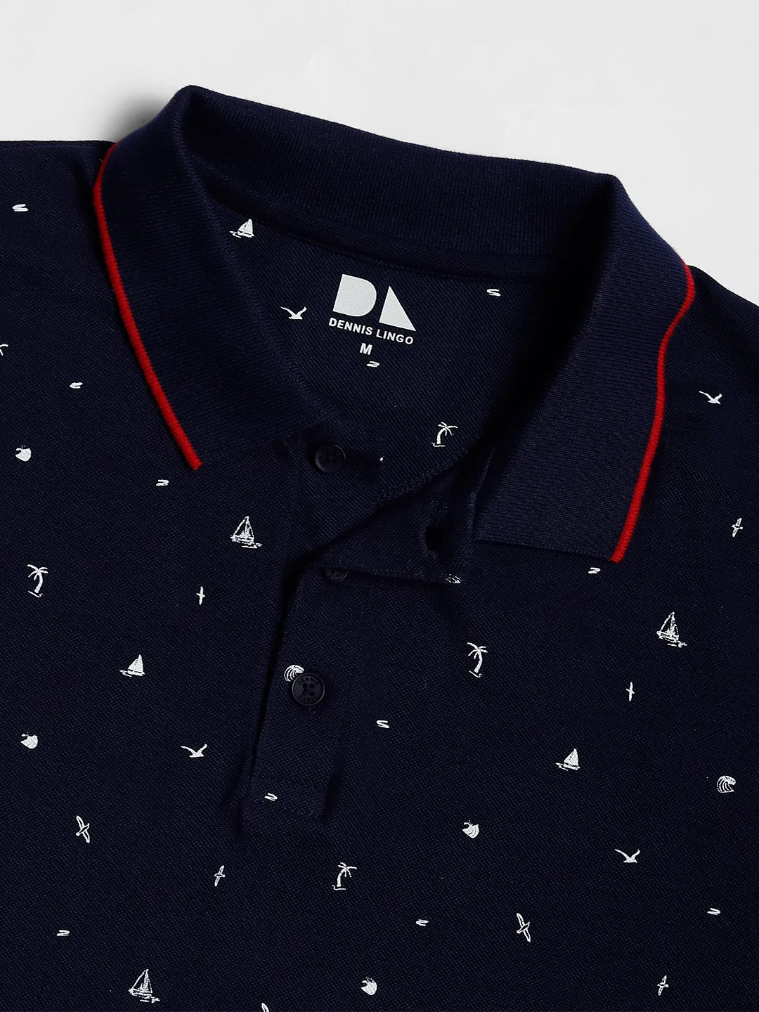 Dennis Lingo Conversational Printed Polo Collar Cotton T-shirt
