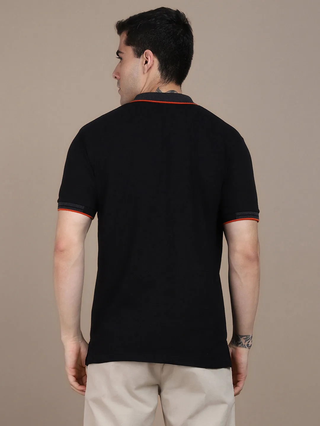 Dennis Lingo Men Striped Polo Collar Pure Cotton T-shirt