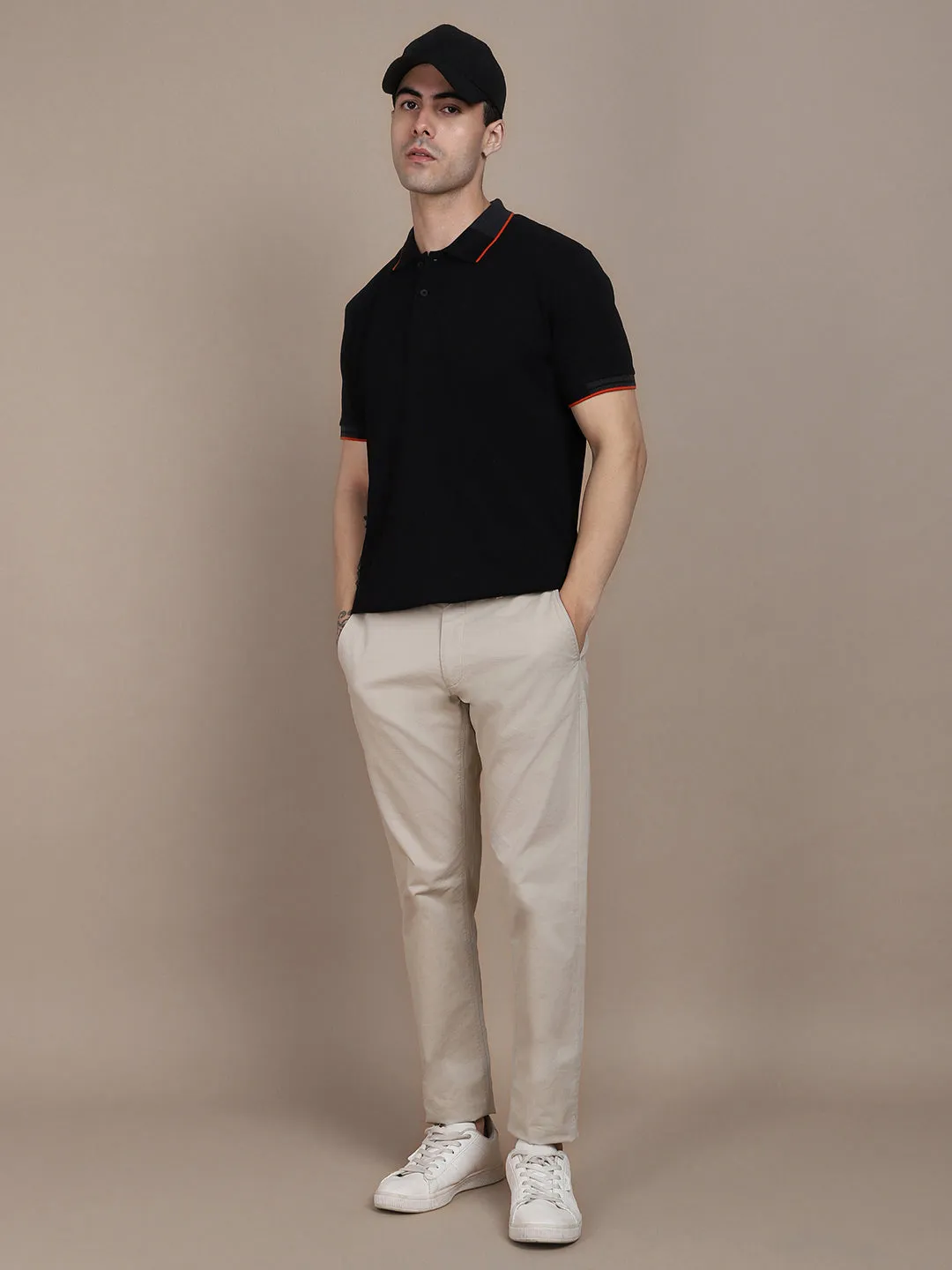Dennis Lingo Men Striped Polo Collar Pure Cotton T-shirt