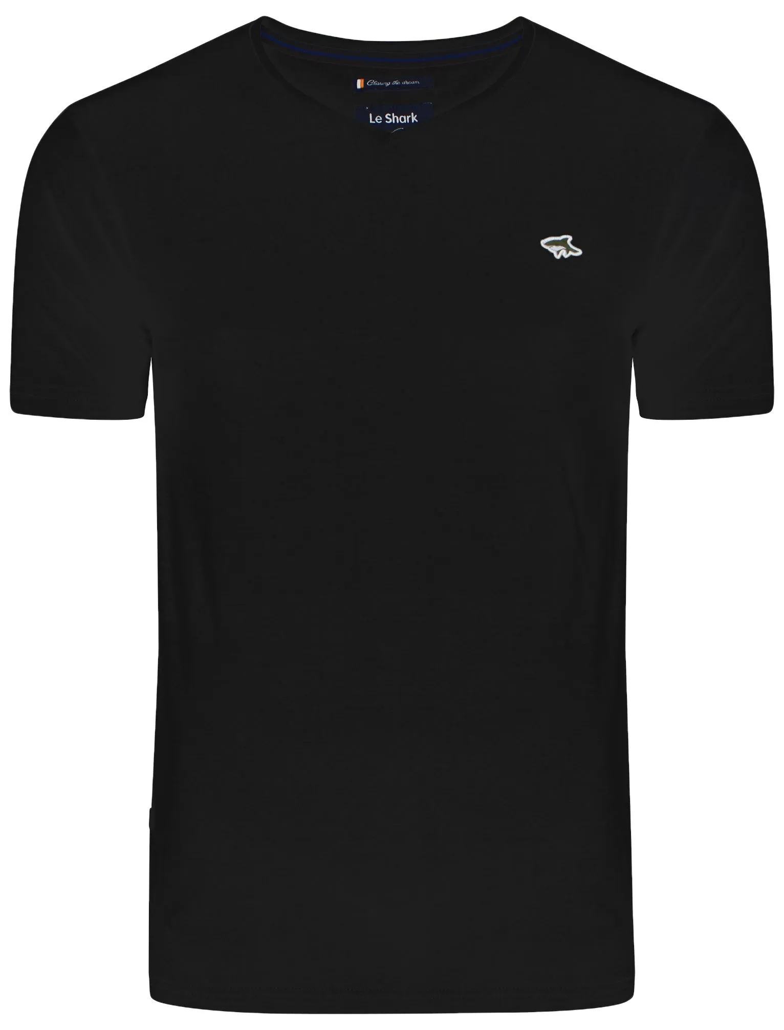 Dewey V Neck T-Shirt in Black - Le Shark