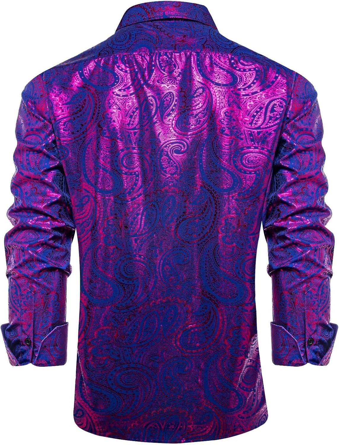 DiBanGu Mens Paisley Dress Shirt Luxury Printed Long Sleeve Button Down Shirts Regular Fit Shiny Shirts for Wedding Prom
