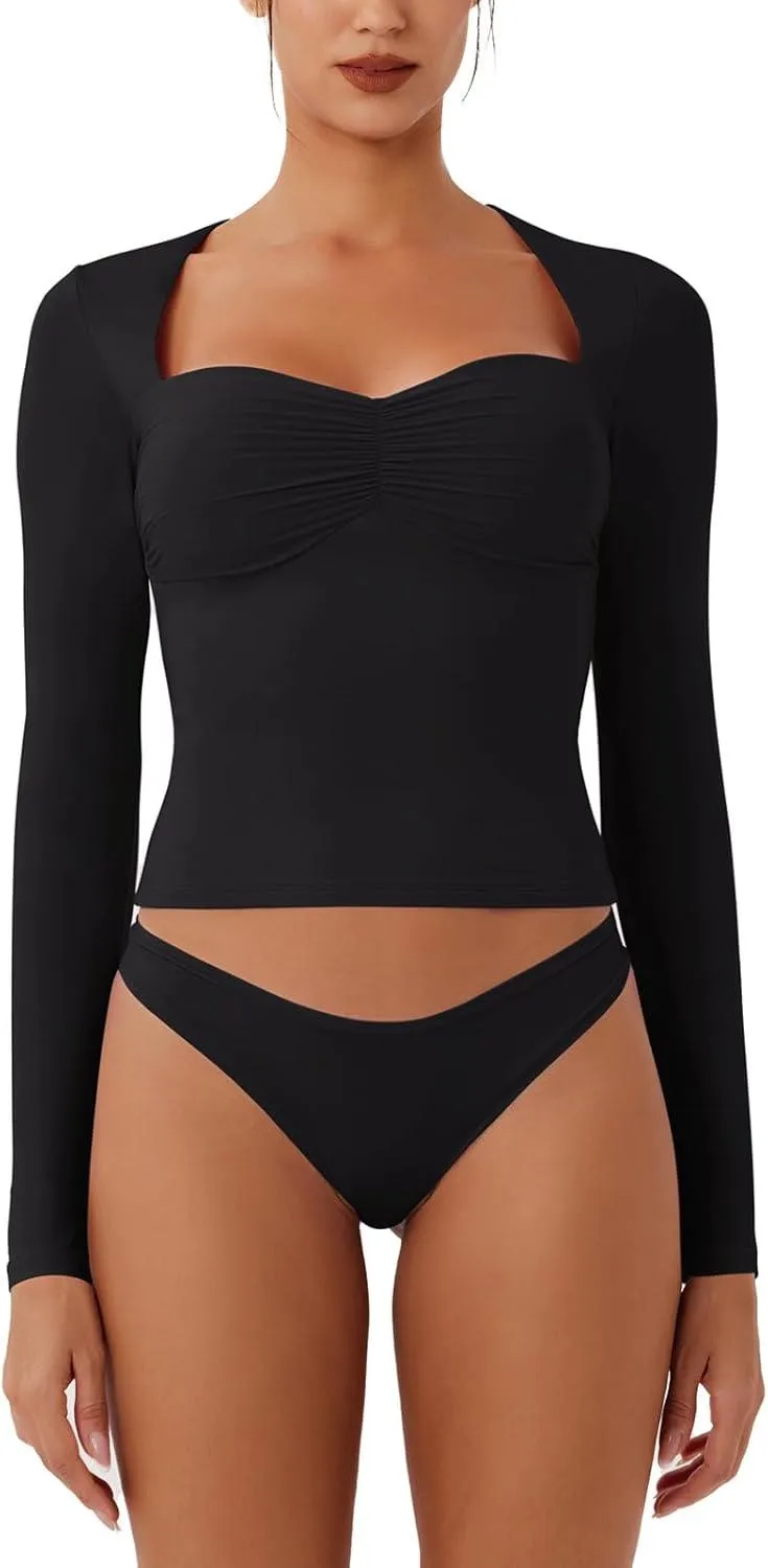 Double Layer Sweetheart Ruching Sexy Elegant Tops