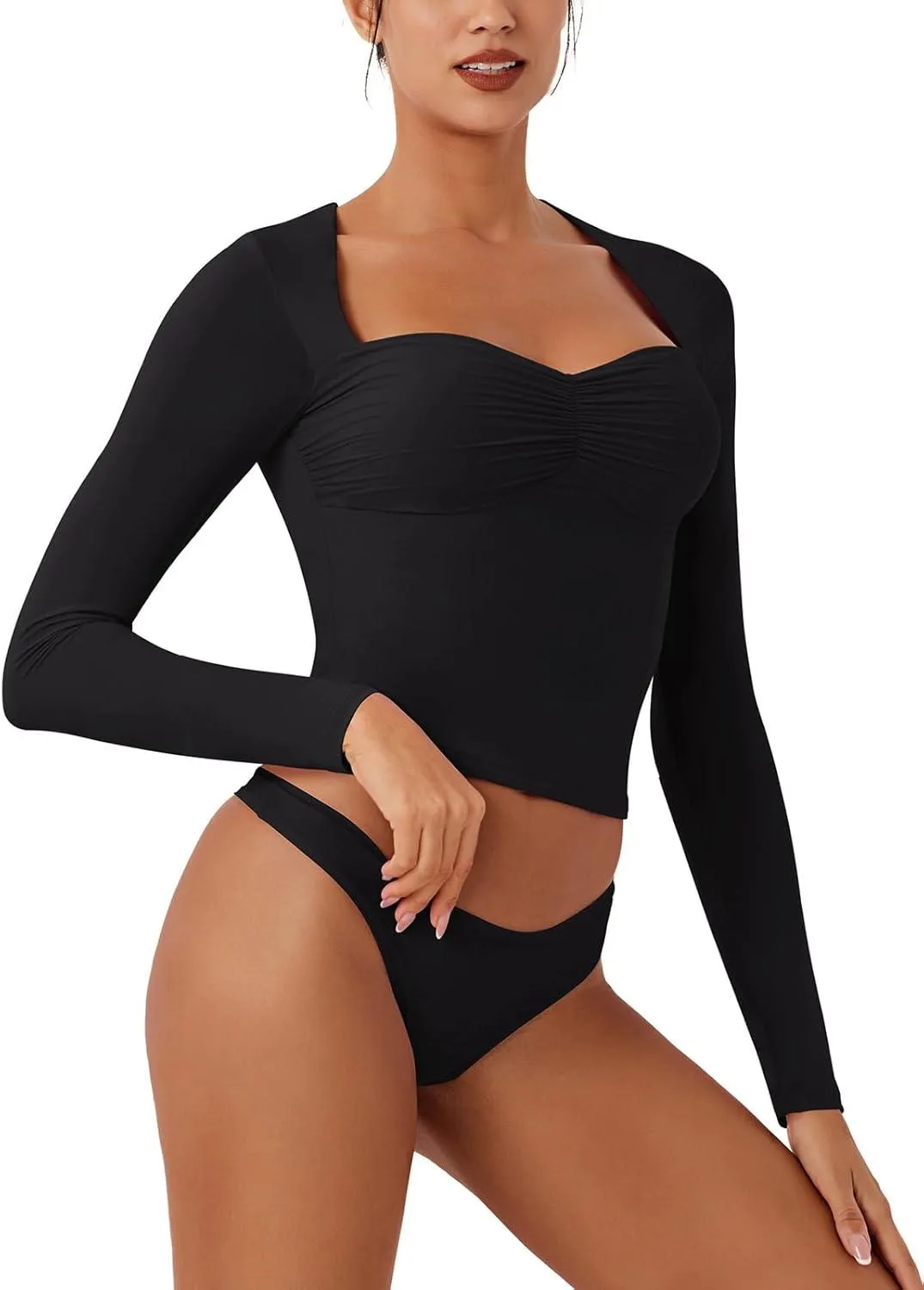 Double Layer Sweetheart Ruching Sexy Elegant Tops