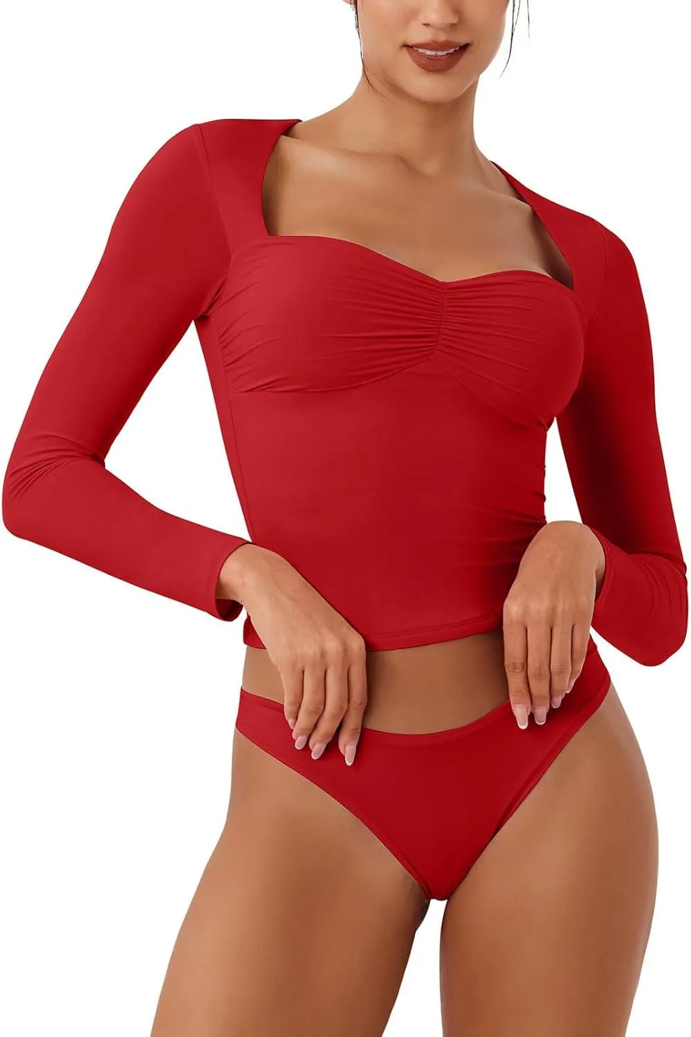Double Layer Sweetheart Ruching Sexy Elegant Tops