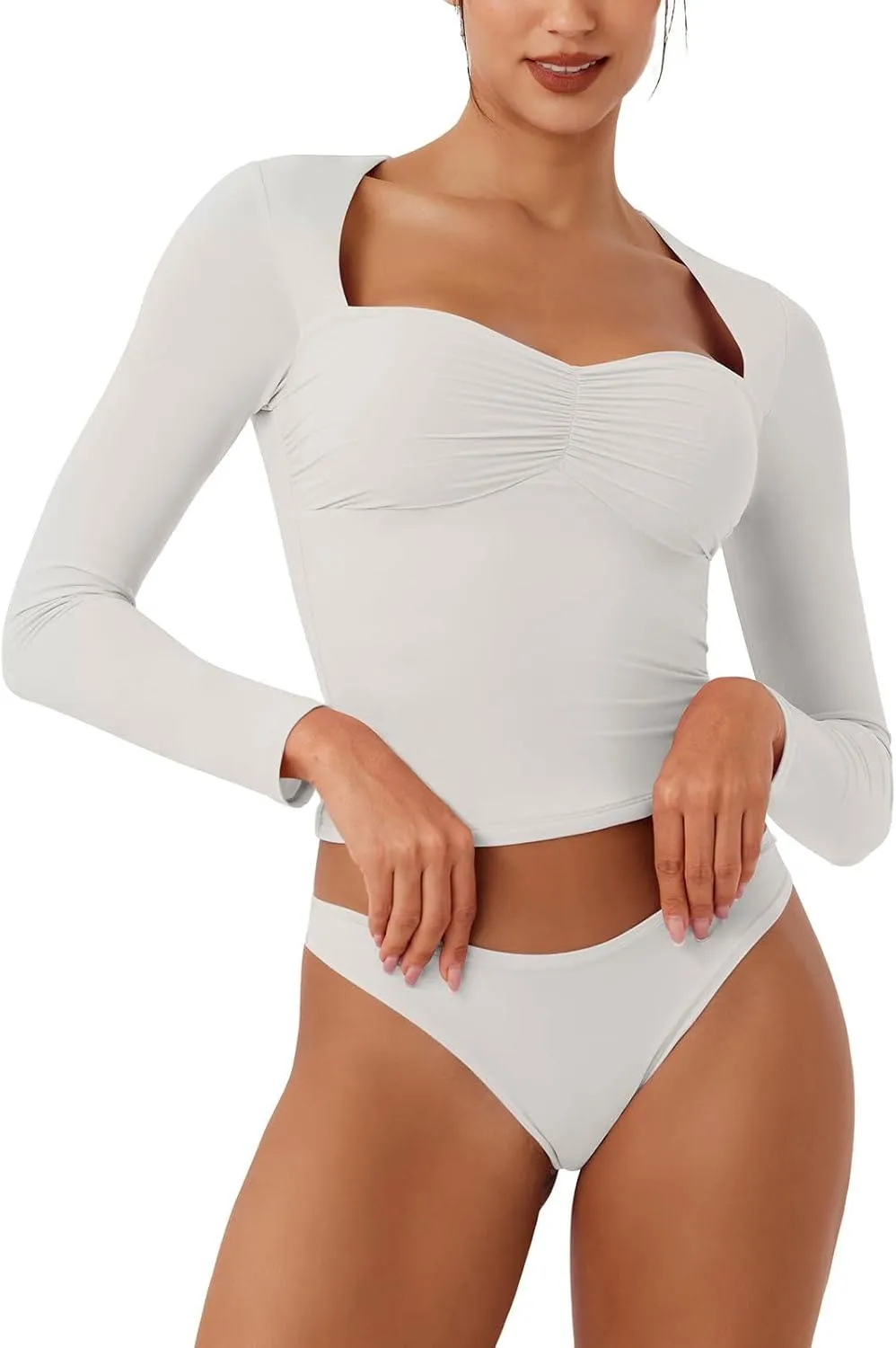 Double Layer Sweetheart Ruching Sexy Elegant Tops
