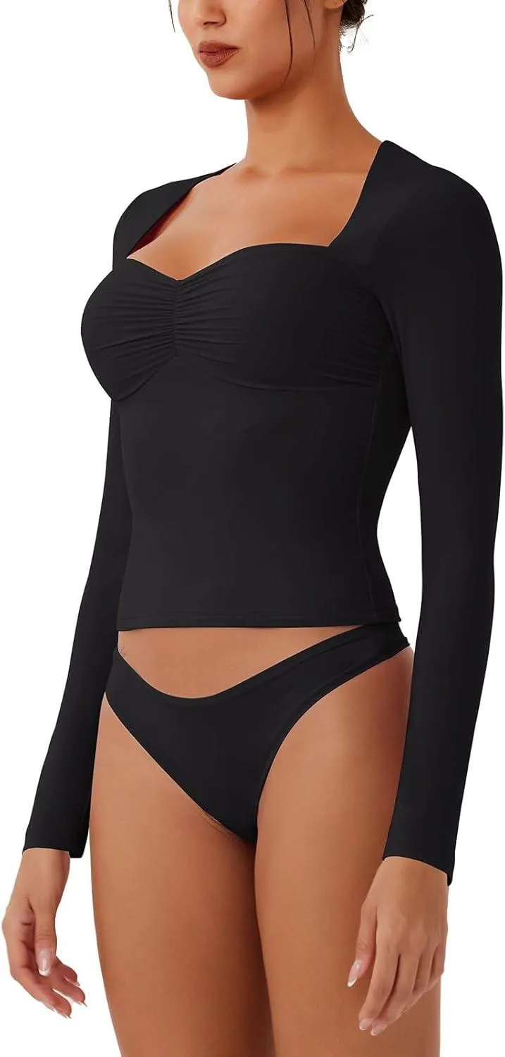 Double Layer Sweetheart Ruching Sexy Elegant Tops