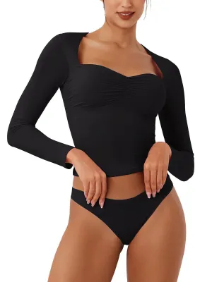 Double Layer Sweetheart Ruching Sexy Elegant Tops