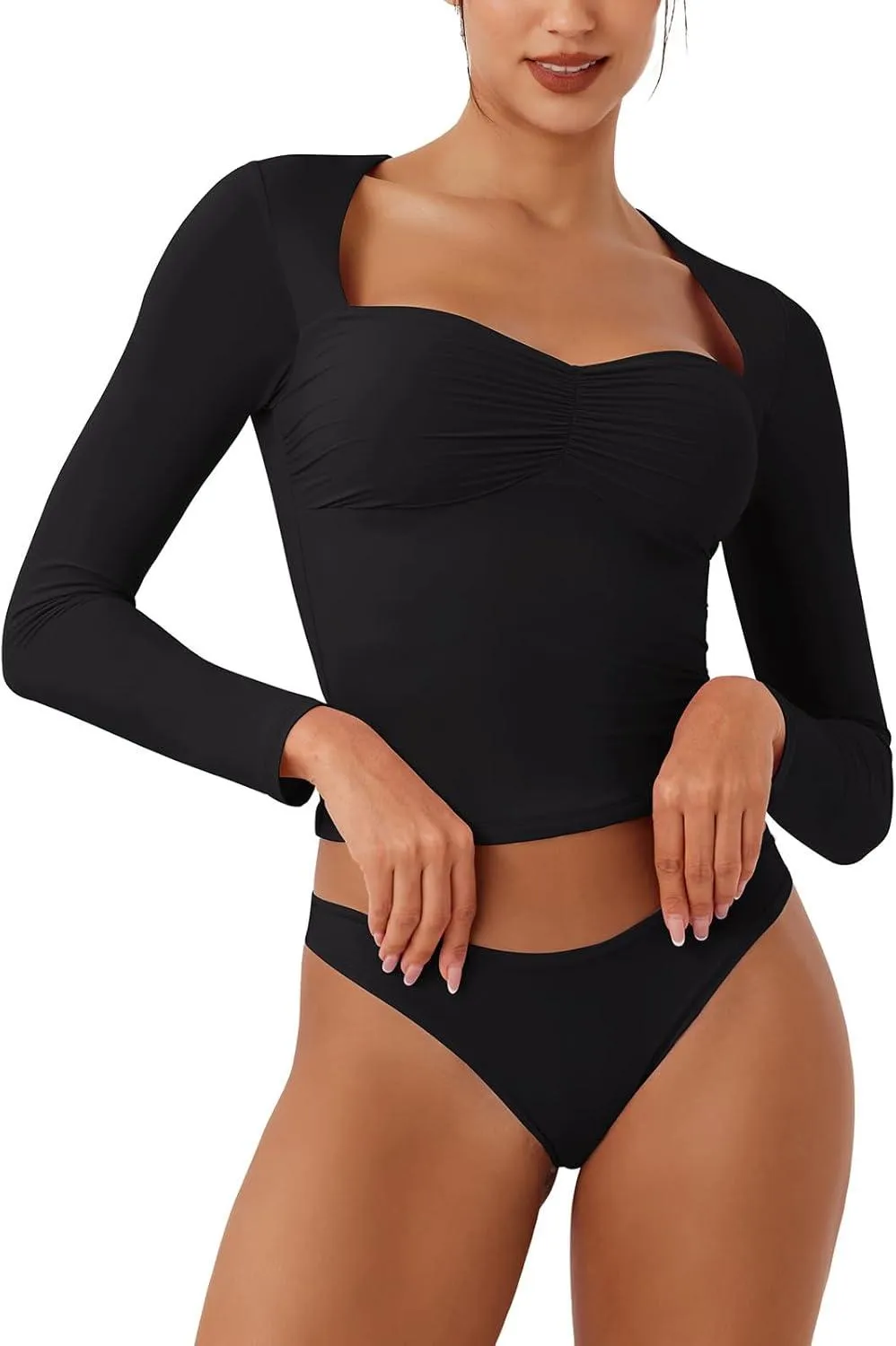 Double Layer Sweetheart Ruching Sexy Elegant Tops