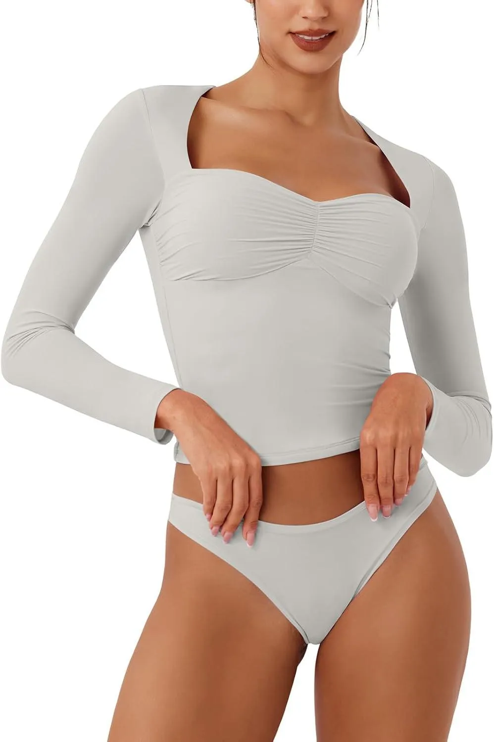 Double Layer Sweetheart Ruching Sexy Elegant Tops