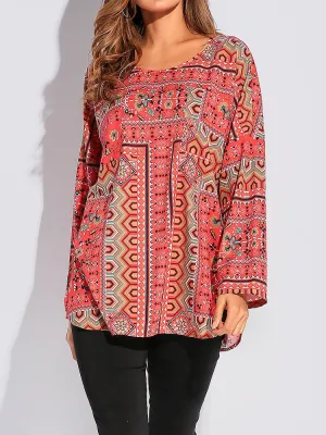 Ethnic Printed Long Sleeve Blouses