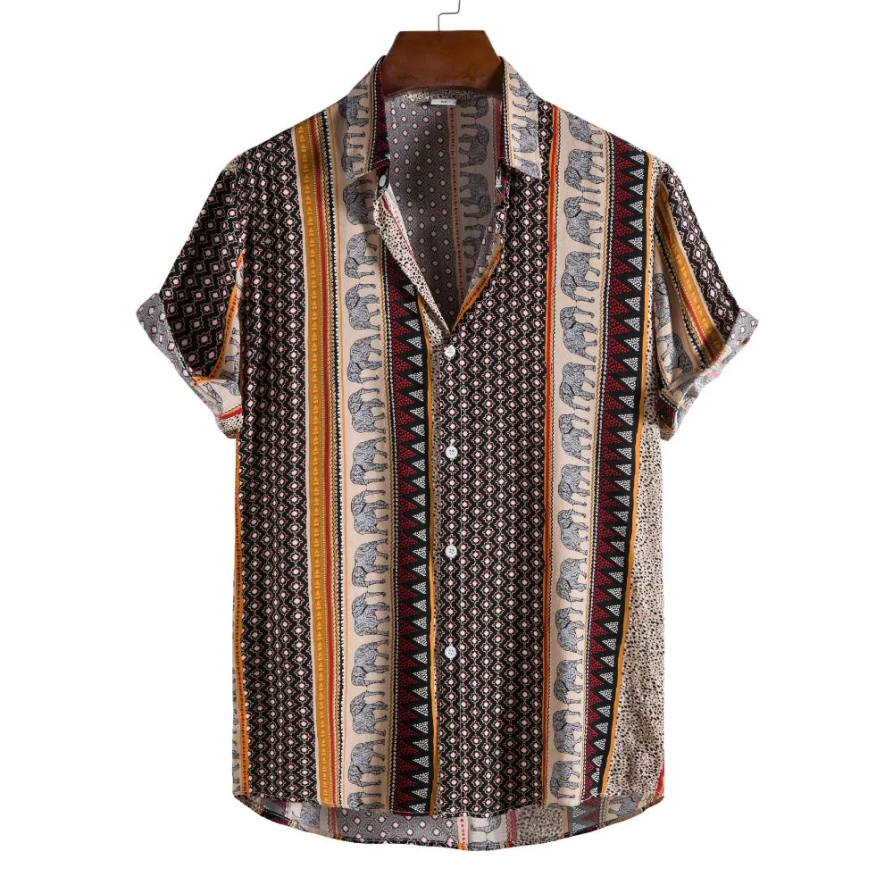 Ethnic Trend Printed Short-Sleeved Shirt