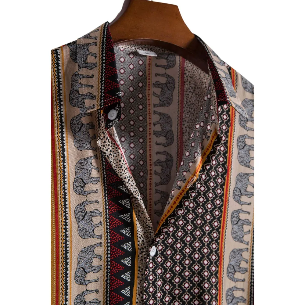 Ethnic Trend Printed Short-Sleeved Shirt